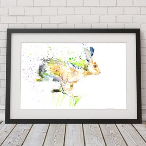 Hare watercolour print. Beautiful animal art.