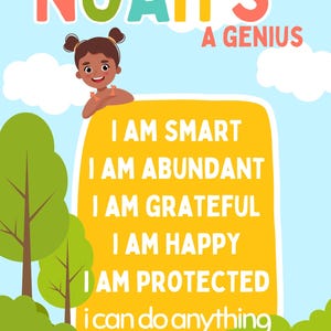 Affermazioni per bambini, poster per la classe, affermazioni &quot;Io sono&quot;, poster per la sala giochi, poster di affermazioni, decorazioni per la scuola domestica, arte murale, stampa personalizzata