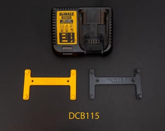3D printed DeWalt battery charger wall mount bracket, workshop space saving tool organizer, DCB115