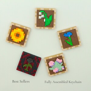 Minecraft Blumen Schlüsselanhänger - 3D Gedruckter Pixel Art Anhänger, Einzelstück, Rahmenstil Best Sellers (5)
