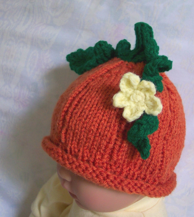 Custom handmade knit Pumpkin Baby hat cap beanie-0-12M Cute Photo prop Baby shower Gift,
