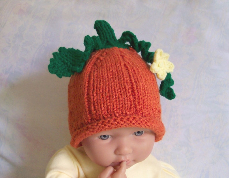 Custom handmade knit Pumpkin Baby hat cap beanie-0-12M Cute Photo prop Baby shower Gift,