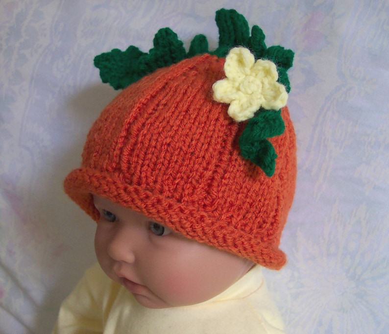 Custom handmade knit Pumpkin Baby hat cap beanie-0-12M Cute Photo prop Baby shower Gift,