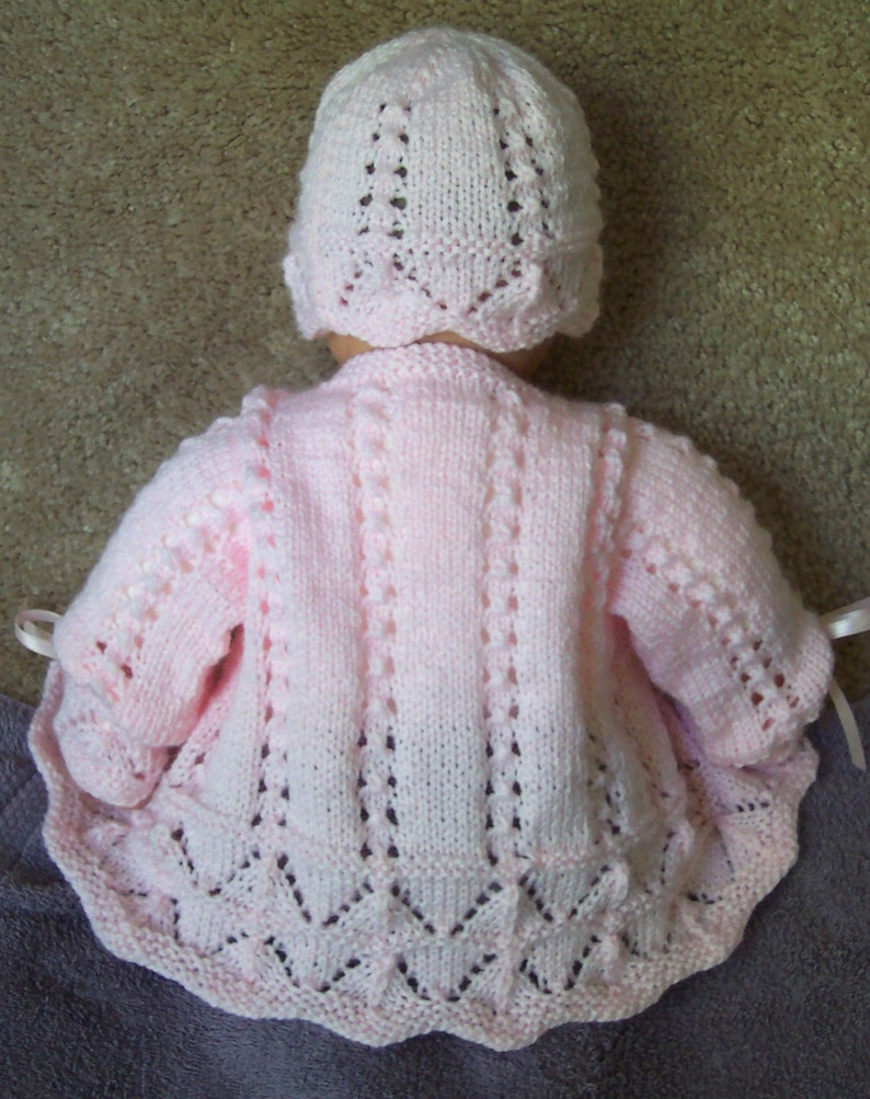 Custom handmade knit baby girls pink scalloped edge Sweater Etsy