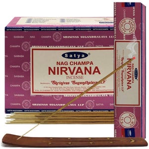 Satya Nag Champa Nirvana 180 grams. 12 boxes x 15 g per box. Premium Handrolled Incense sticks.