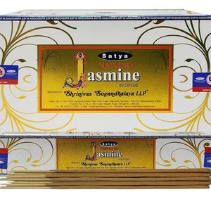 Satya Nag Champa Natural Jasmine 180 grams. 12 boxes x 15 g per box. Premium Handrolled Incense sticks.