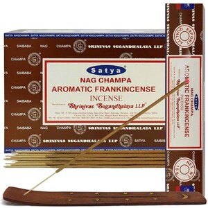 Satya Nag Champa Aromatic Frankincense 180 grams. 12 boxes x 15 g per box. Premium Handrolled Incense sticks.