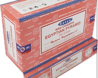 Satya Nag Champa Egyptian Pyramid 180 gramów. 12 pudełek x 15 g na pudełko. Premium Handrolled Incense sticks.