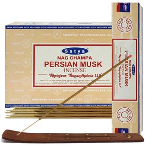 Satya Nag Champa Persian Musk 180 grams. 12 boxes x 15 g per box. Premium Handrolled Incense sticks.