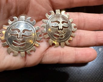 Large Mexican Sterling Silver Sun earrings