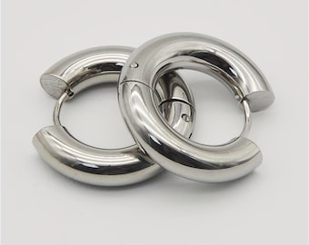 Men&#39;s Sterling Silver Hoop Earrings: Minimalist 925 Silver Hoops