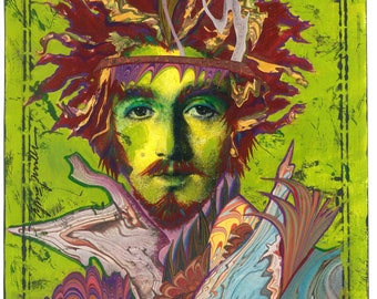 Original Artwork, The BEARDED KING, Mixed Media Collage by Lynne Perrella