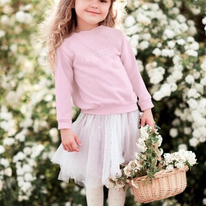 Toddler Girl Pink Sweatshirt ROSE | French Word birthday Sweatshirt for Girls | Cute Pink top for Girls, Parisian Christmas Gift for kids