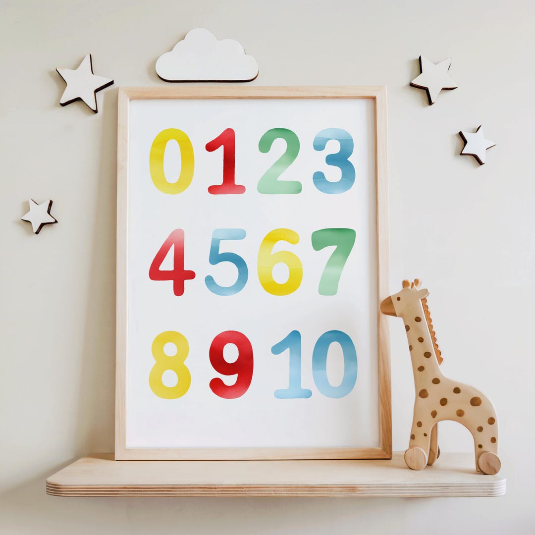Colorful Numbers Educational Print for Playroom or Nursery Wall - Ideal ...