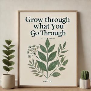 Minimalist botanical wall art set - motivational quote prints - neutral sage green decor. Printable wall art with motivational quotes.