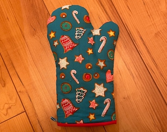 Christmas oven mitt, cookie oven glove, oven mitt