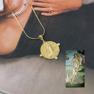 Goddes Venus Necklace - Birth of Venus Pendant, Aphrodite Goddess of Love Jewelry, Venus Medallion, Birth of Venus Pendant, Mythology Gift