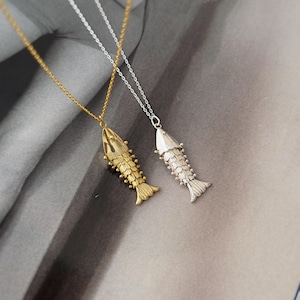 925 Sterling Silver Fish Necklace, Silver Fish Necklace, 3D Movable Fish Pendant, Fish Lover Necklace, Sea Lover Necklace, Mothers Day Gift