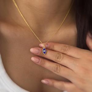 Evil Eye Necklace, Nazar Necklace, 14K Gold Dainty Nazar Pendant, Greek Evil Eye Necklace, Tiny Enamel Blue Turkish Amulet for Protection,