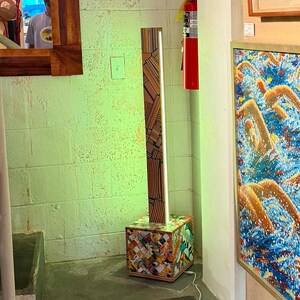 Recycled Skateboard Floor Lamp, Handmade LED Light