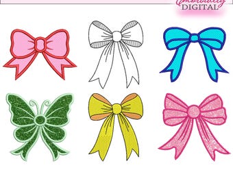 Bow Applique Machine Embroidery Design: Side Bows Bundle (10 Sizes) (Digital File)