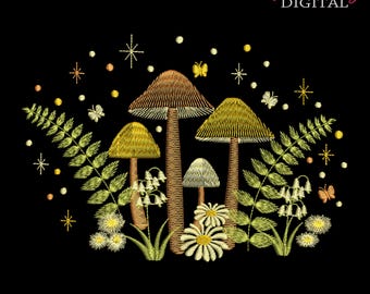 Mushroom Forest Digitizing File Magical Fungi Stitch Pattern Nature Stitch Download PES DST JEF