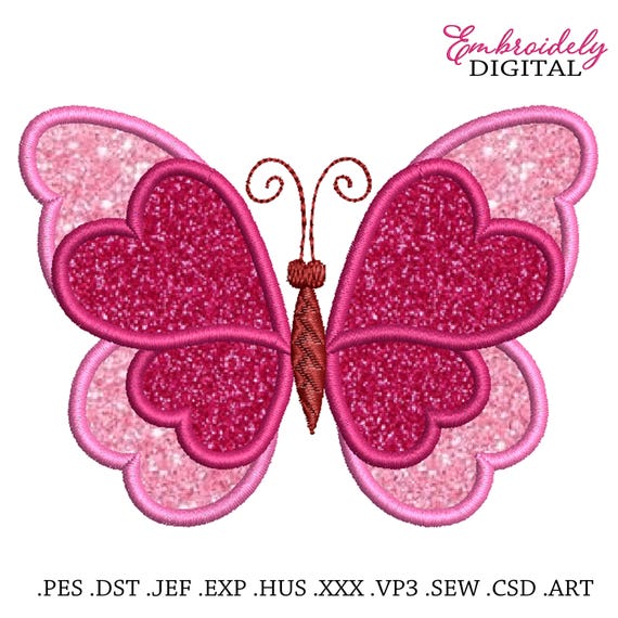 Butterfly Applique Machine Embroidery Design: Girl Embroidery Files (10 Sizes)