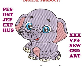 Baby Elefant Maschinenstickerei, niedliches Kinder Design (Digitaler Download)