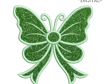 Butterfly Bow Applique Embroidery Design: Girly Coquette Files (10 Sizes) (Digital File)