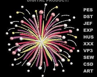 Feuerwerk Stickdatei, Maschinenstickdatei, Stickmuster (Instant Download)