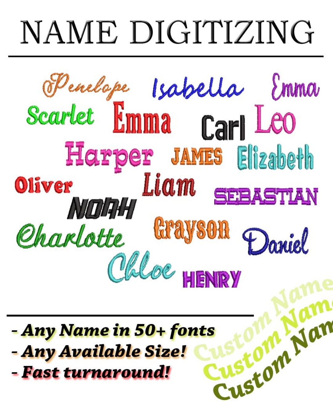 Custom Name Embroidery Design: Personalized Text Digitizing