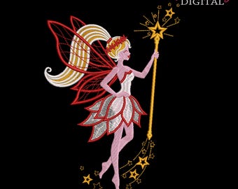 Fee Stickdatei Zauberstab Pixiedatei Star Queen PES DST JEF