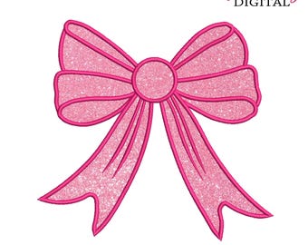 Machineborduurontwerp strik appliqué: girly lint (10 maten) (digitaal bestand)