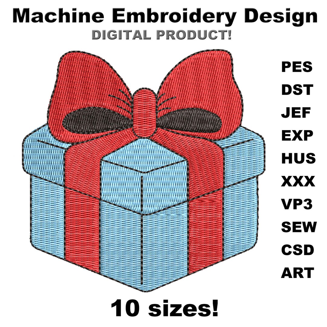 Present Machine Embroidery Design, Christmas Gift Box Pattern Files, 10 ...