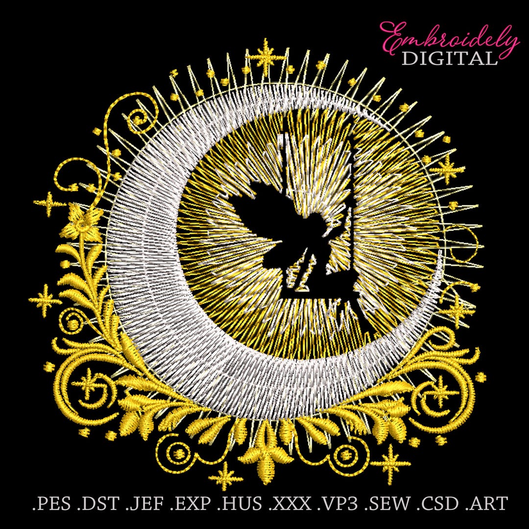 Fairy on Moon Embroidery Design: 10 Sizes (digital Download) - Etsy