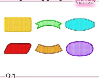 Shape Applique Embroidery Designs: Frames, Oval, Arc (21 Sizes) (Digital File)