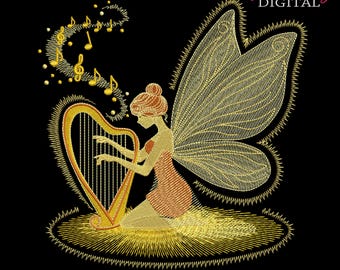 Gold Fee Maschinenstickerei: Zauberhafte Fantasy Kunst (Digitaler Download)