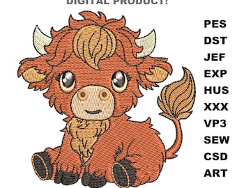 Diseño de bordado de vaca bebé, archivos de bordado a máquina (descarga digital)
