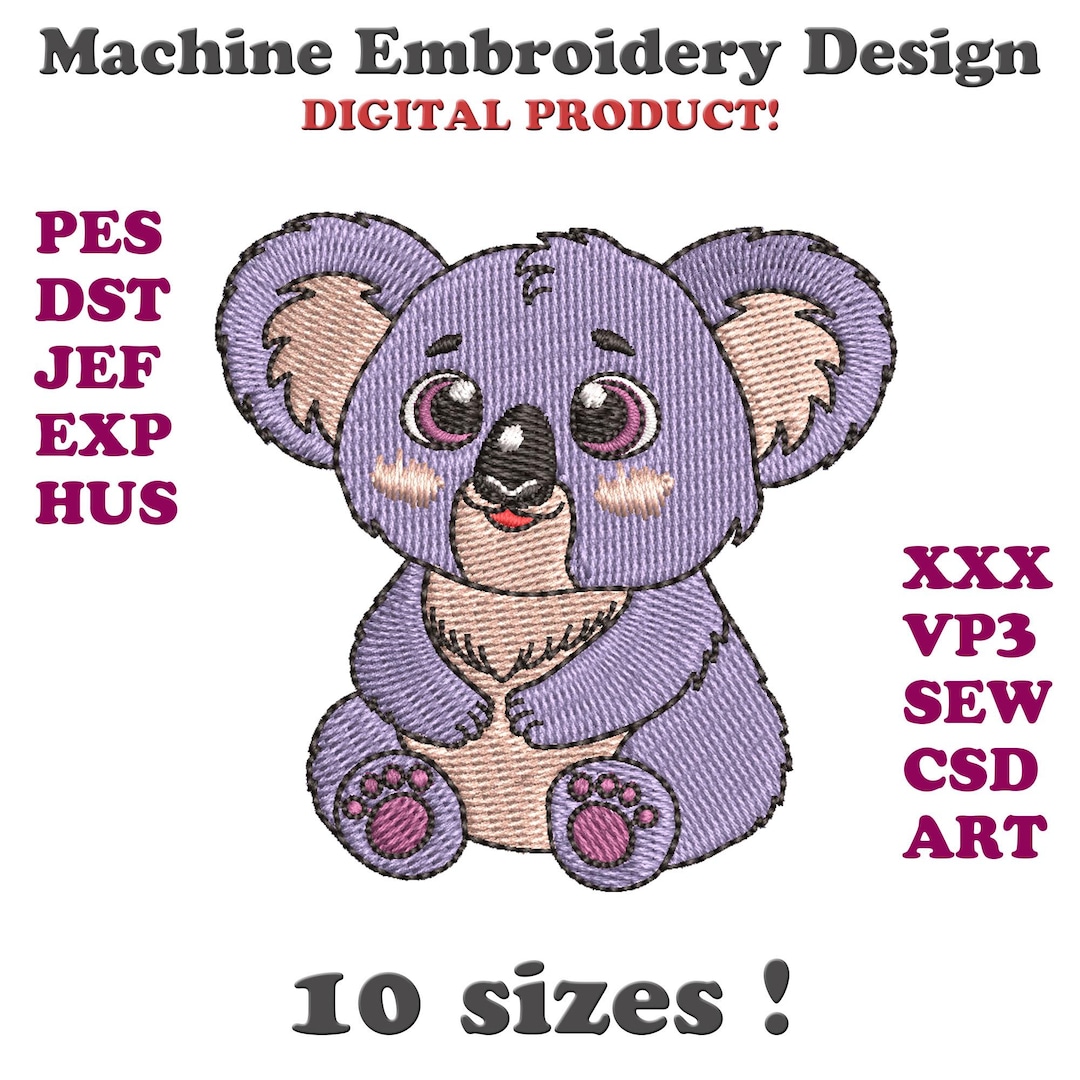 Cute Koala Machine Embroidery Design, Baby Animal (digital File) - Etsy