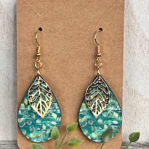 Leaf Earrings with Charms