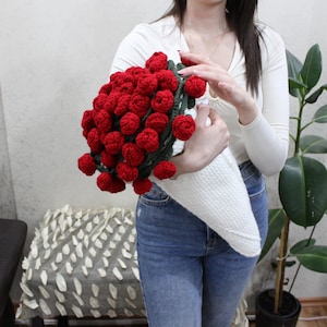 Handmade Crochet Rose Bouquet Blanket: 100% Cotton Floral Throw