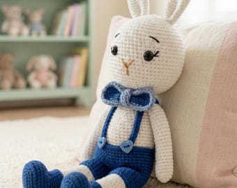 Handmade Amigurumi Bunny Toy – Crochet Rabbit Plush, Baby Shower Gift