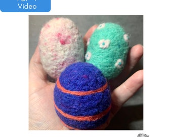 Needle Felted Easter Eggs Tutorial | PDF Pattern | Video Instructions | Beginner Friendly| How to make a variety of eggs | Instant download