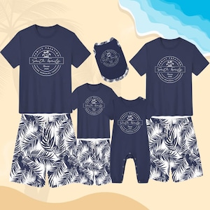 Pigiama estivo coordinato personalizzato per la famiglia, pigiama per le vacanze estive 2025, per creare ricordi insieme, set di pigiami tropicali personalizzati, pigiama da spiaggia
