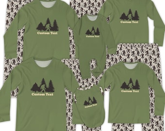 Lustiger Big Foot Pyjamas Weihnachten: Passende Langarm Big Foot Shirts und Hosen, Monster Pyjamas, individueller Name, Sasquatch Geschenke