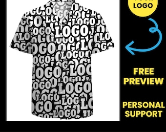 Custom Logo All Over Shirt, Create Shirts With Logo No Minimum, Personalized Shirts With Company Logo, Promotional Shirts With Logo