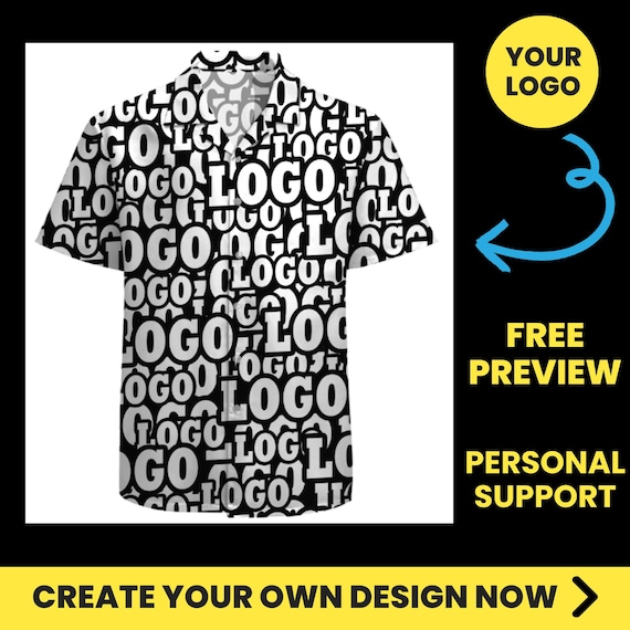 Custom Logo All Over Shirt, Create Shirts With Logo No Minimum, Personalized Shirts With Company Logo, Promotional Shirts With Logo