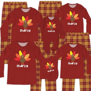 Custom Name Thanksgiving Pajamas Family, Thanksgiving Turkey PJs, Plus Size Thanksgiving PJs, Matching Family Pajamas, Thanksgiving Jammies
