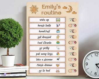 Personalisiertes tägliches Routinebrett, hölzernes Kleinkind-Routine-Diagramm, Chore-Chart, tägliche Checkliste, tägliches Routinediagramm für Kinder, Geschenk für Kinder