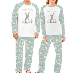 Conjunto de pijama de Páscoa combinando para a família, pijamas de Páscoa felizes, tamanhos de recém-nascido a adulto 6XL. imagem 2